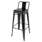 Bolero Bistro gegalvaniseerd stalen barkruk met rugleuning zwart (4 stuks)