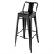 Bolero Bistro gegalvaniseerd stalen barkruk met rugleuning zwart (4 stuks)