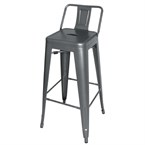 Bolero Bistro stalen barkruk met rugleuning grijs (4 stuks)