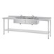 Vogue RVS spoeltafel dubbele spoelbak afdruiprek links en rechts 240x60cm
