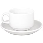 SPECIALE AANBIEDING x24 Athena Hotelware stapelbare theekoppen en schotels (24 stuks)