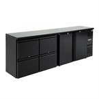 Polar u-serie dubbele deur back bar toonbank koelkast met laden