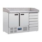 Polar g-serie dubbeldeurs pizzatoog met granieten blad en deeglades