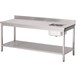Gastro M RVS werktafel met spoelbak rechts en achteropstand 85x120x70cm