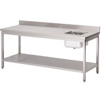 Gastro M RVS werktafel met spoelbak rechts en achteropstand 85x180x70cm