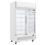 Polar G-serie tweedeurs displaykoeling met lichtbak 950L klapdeuren