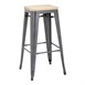 Bolero Bistro stalen barkruk met houten zitting - grijs (4 stuks)