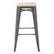 Bolero Bistro stalen barkruk met houten zitting - grijs (4 stuks)