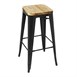 Bolero stalen barkruk met houten zitting - zwart (4 stuks)