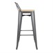 Bolero Bistro hoge barstoel met houten zitting grijs (4 stuks)
