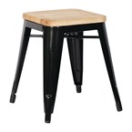 Bolero stalen kruk met houten zitting - zwart (4 stuks)