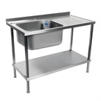 Holmes volledig gemonteerde enkele RVS spoeltafel afdruiprek rechts 120cm