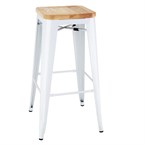 Bolero Bistro Hoge Krukken Met Houten Zitkussen Wit (4 Stuks)
