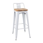 Bolero Bistro Hoge Krukken Met Rugleuning En Houten Zitkussen Wit (4 Stuks)