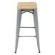 Bolero Bistro Hoge Krukken Met Houten Zitkussen, Gegalvaniseerd Staal (4 Stuks)