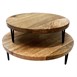 Olympia ronde presenteerstandaard van mangohout met metalen poten 300x80mm