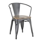 Bolero Bistro Curve Armstoelen Met Houten Zitting Donkergrijs (4 stuks)