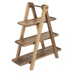 Olympia acacia houten 3-laags serveerschalen met presentatiestandaard