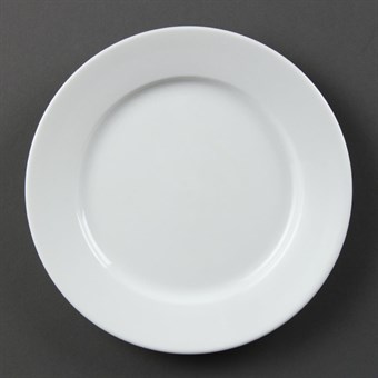 Olympia Whiteware witte borden met brede rand 202mm (12 stuks)