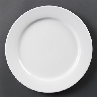 Olympia Whiteware witte borden met brede rand 28cm (6 stuks)