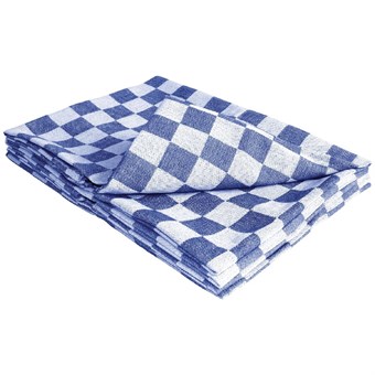 Vogue theedoek blauw geblokt 66cm