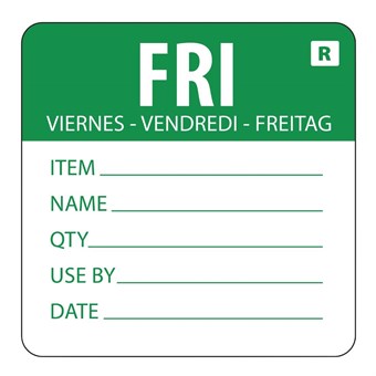 Hygiplas voedseletiketten kleurcode vrijdag (500 stuks)