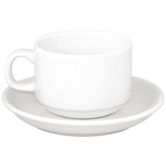 SPECIALE AANBIEDING x24 Athena Hotelware stapelbare theekoppen en schotels (24 stuks)