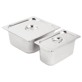 Vogue RVS Gastronorm Bakken Set 1/3 en 2/3 Met Deksels