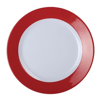 Olympia Kristallon Gala melamine borden met rode rand 26cm (6 stuks)