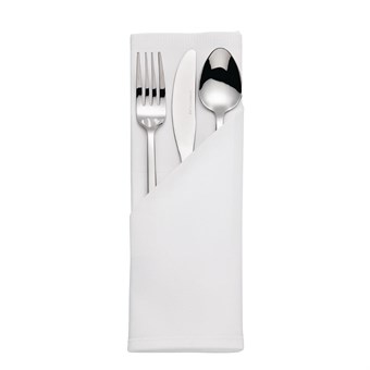 Mitre luxe satijnen band servetten katoen wit (pak van 10)