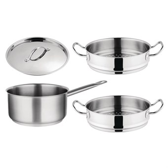 Vogue 3-delige set met steelpan en stomers