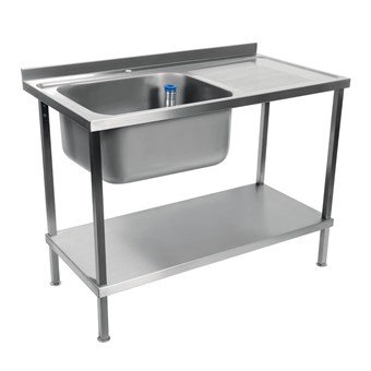 Holmes volledig gemonteerde enkele RVS spoeltafel afdruiprek rechts 120cm