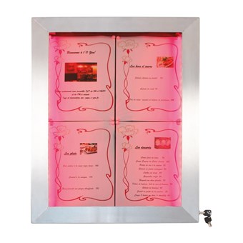 Securit RVS Gekleurde LED's 4xA4 informatiedisplay (excl paal en voet)