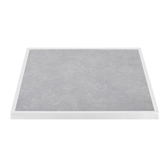 Bolero Tafelblad Van Gehard Glas Met Lichtgrijs Steeneffect En Witte Rand 700 mm Voor Buiten
