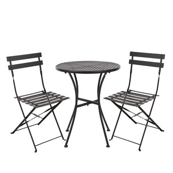 Bolero stalen tuinset zwart (tafel en twee stoelen) 