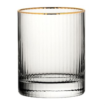 Utopia Hayworth Dubbele Ouderwetse Glazen Met Gouden Rand, 325ml (Pak Van 6)