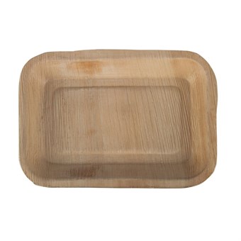 Fiesta Composteerbare Diepe Palmblad Borden Rechthoekig 250mm (Pak Van 100)
