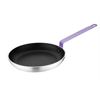 Hygiplas Aluminium Antiaanbak Teflon Platinum Plus Koekenpan met Paarse Handgreep 28cm