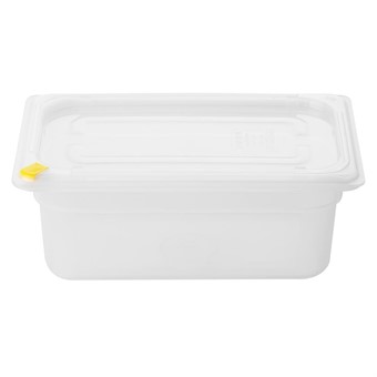 Hygiplas Click PP GN-bak 1/4 met deksel & 7 kleurclips 100 mm 2,5L (4 stuks)
