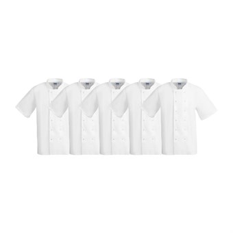 Whites Boston unisex koksbuis korte mouw wit