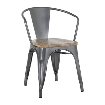 Bolero Bistro Curve Armstoelen Met Houten Zitting Donkergrijs (4 stuks)
