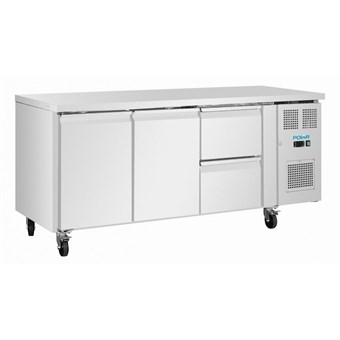 Polar U-Series koelwerkbank met 2 deuren en 2 laden 242Ltr