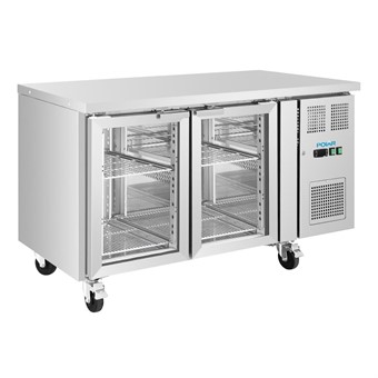 Polar U-serie koelwerkbank met twee glazen deuren