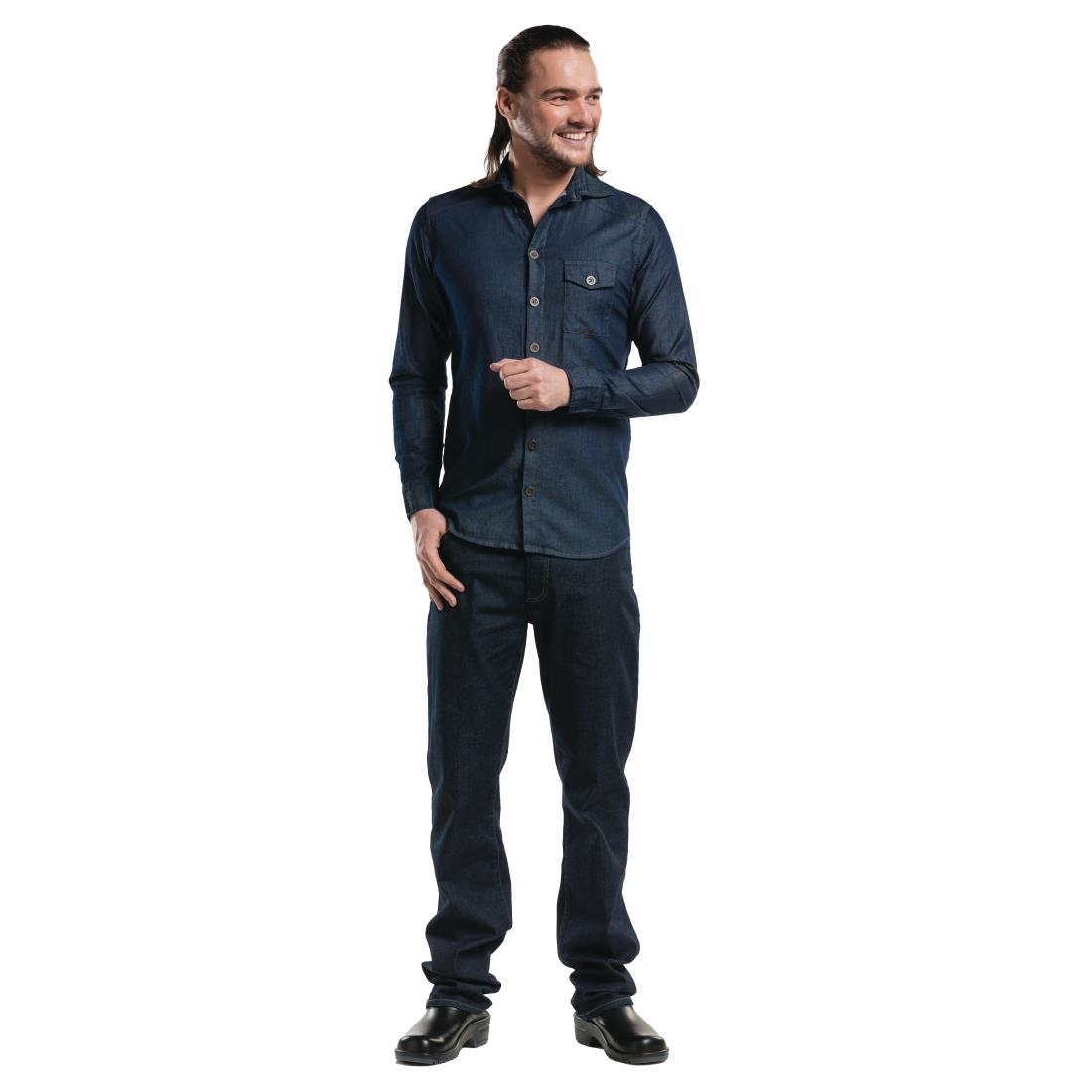 Chaud Devant Blue Denim Stretch heren blouse