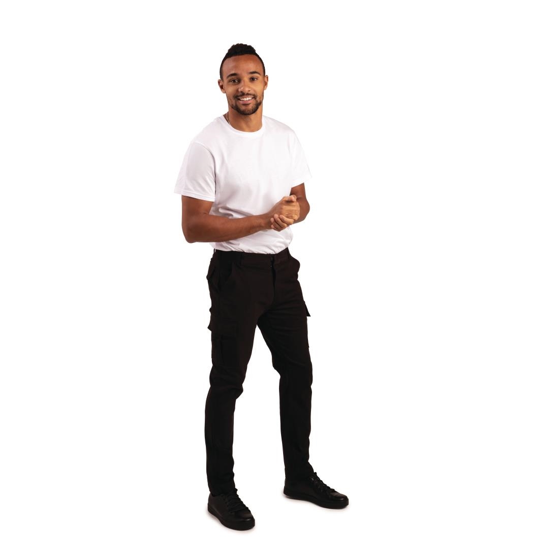 Slim fit stretch cargo broek zwart