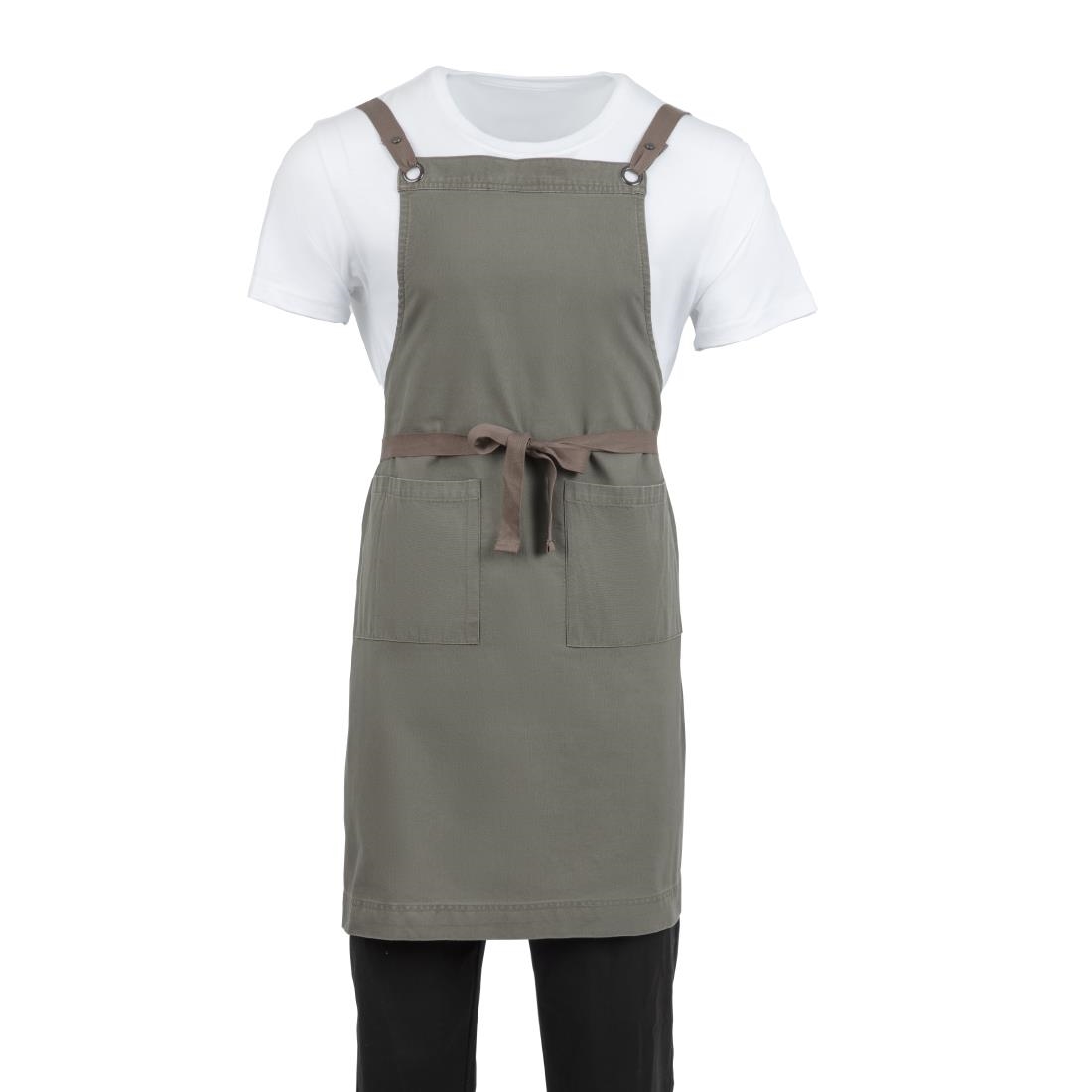 Soutside katoenen halterschort khaki