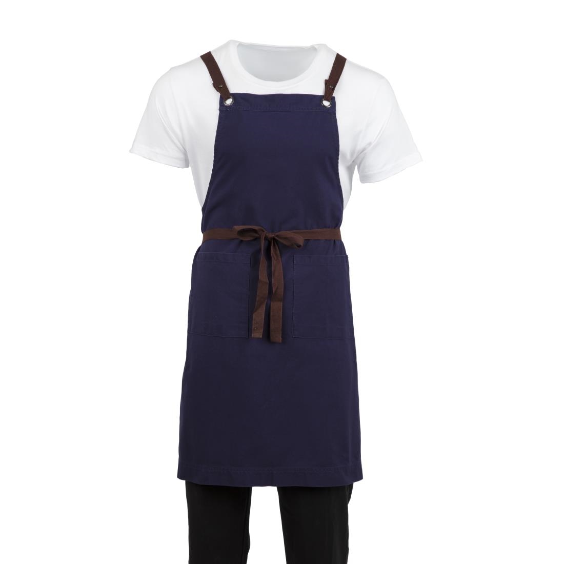 Southside Cotton canvas halterschort marineblauw