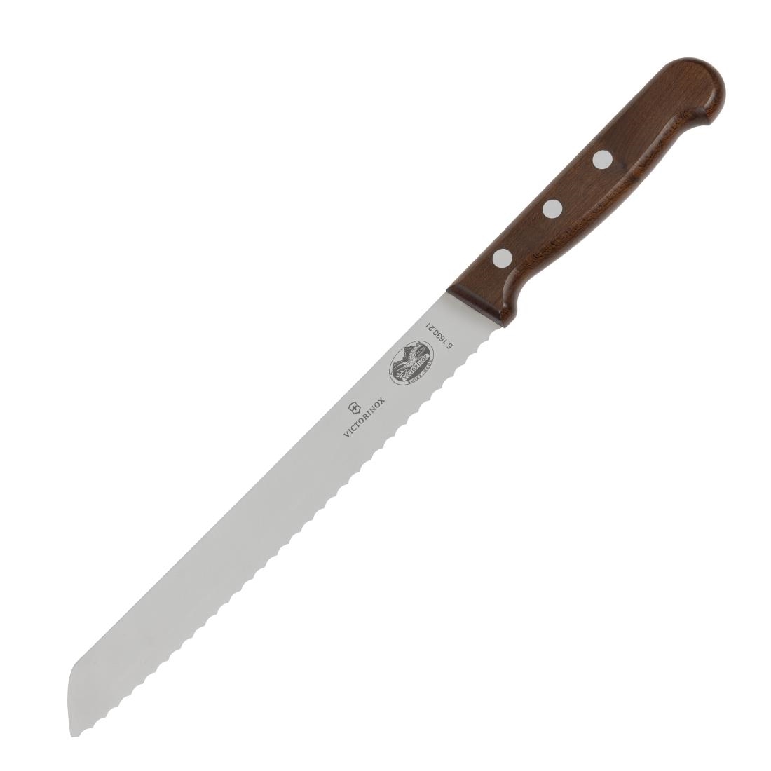 Victorinox gekarteld broodmes met houten heft 21,5cm