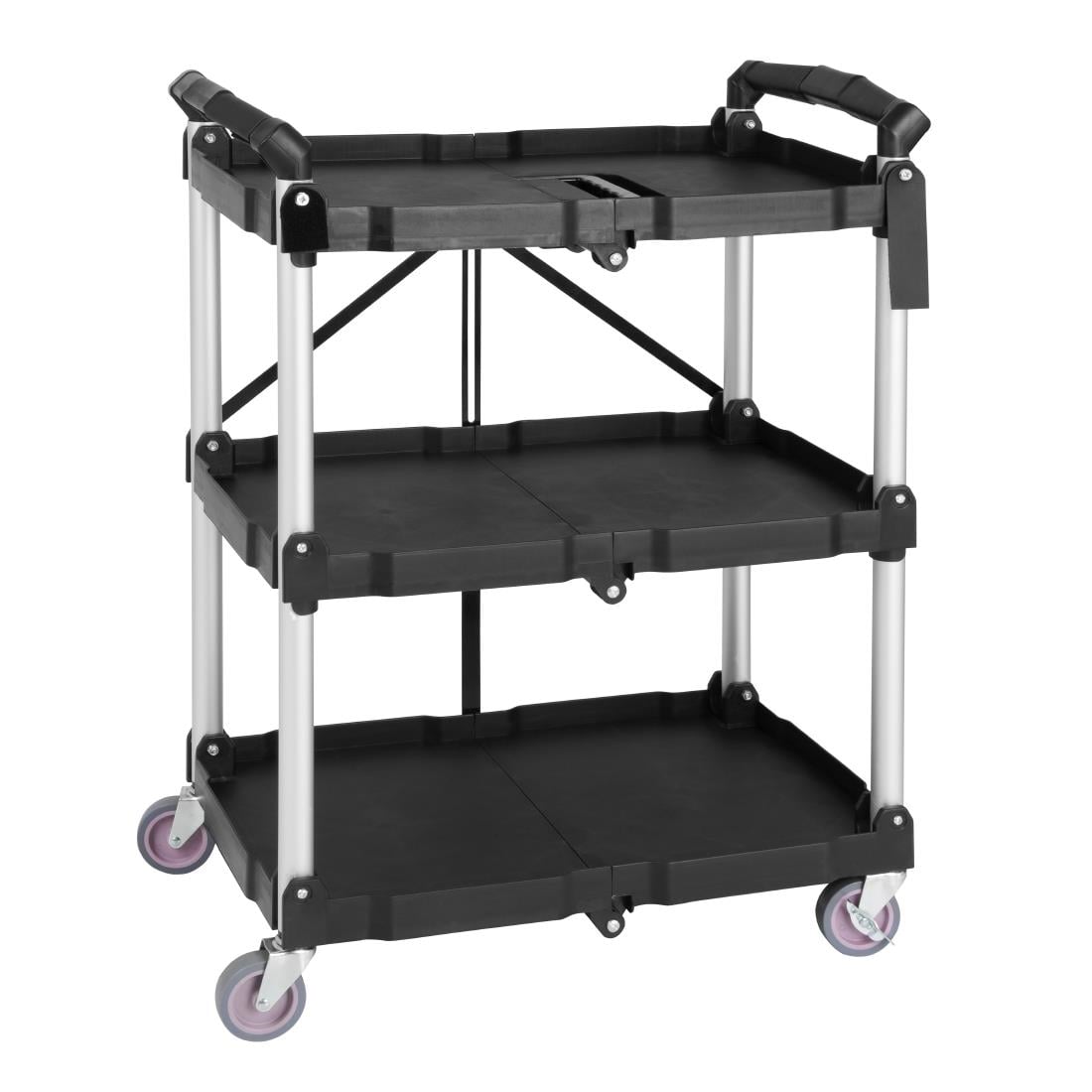 Petit chariot pliant en polypropylène Vogue 3 niveaux noir