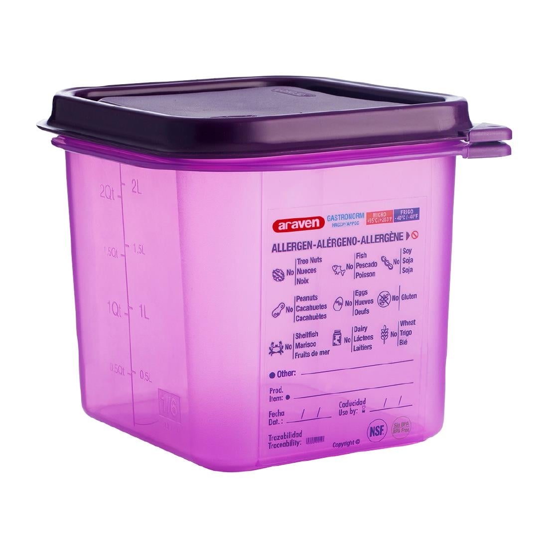 Araven GN 1/6 polypropylene voedseldoos 2,6L